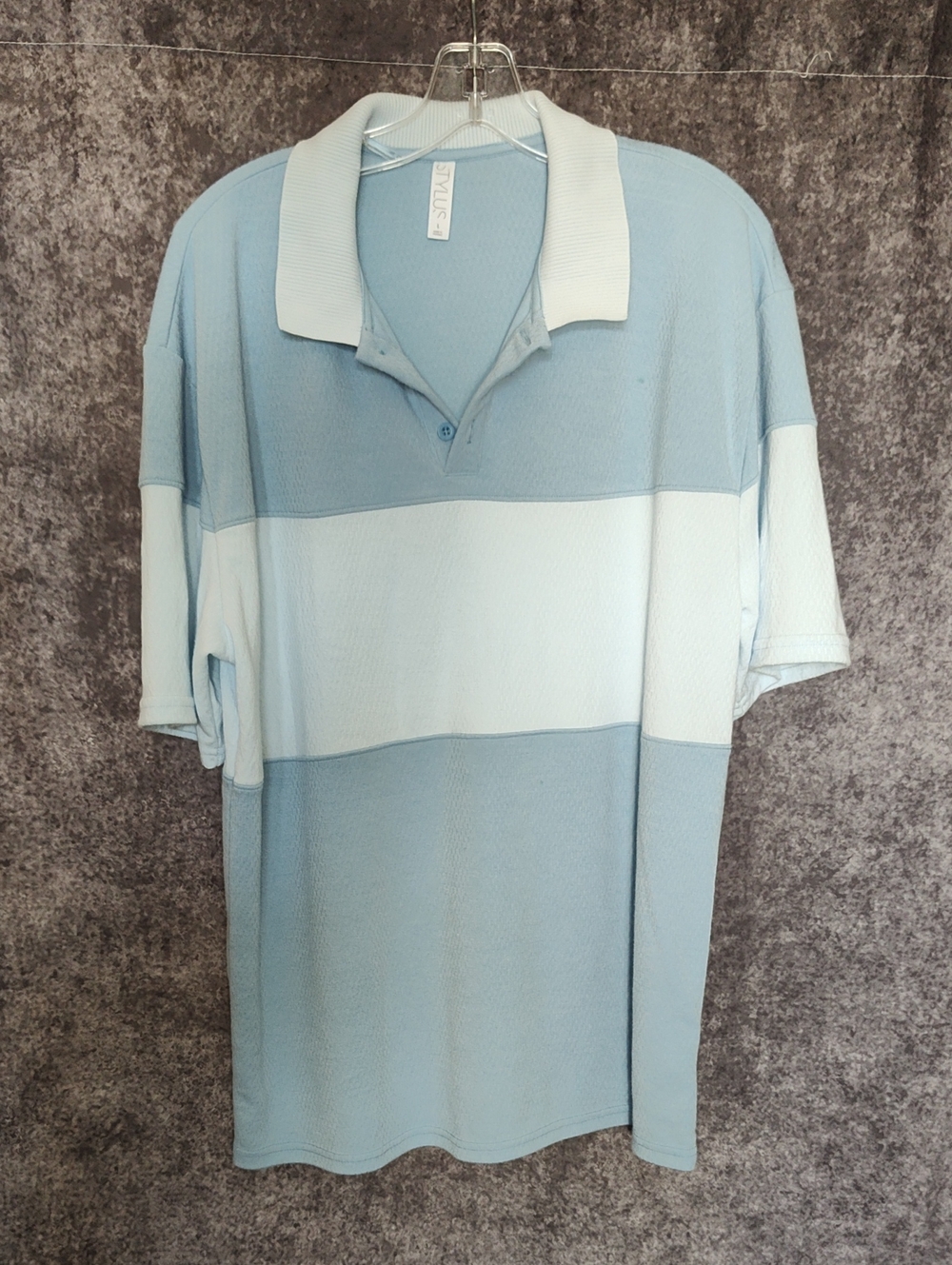 STYLUS Light Blue & Pale Blue Striped Men's Polo
